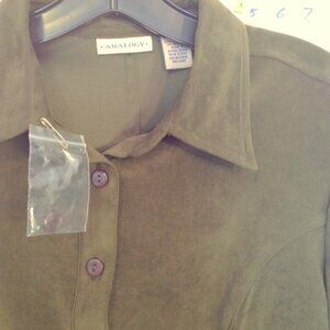 ANALOGY women's button down shirt sz M dark green